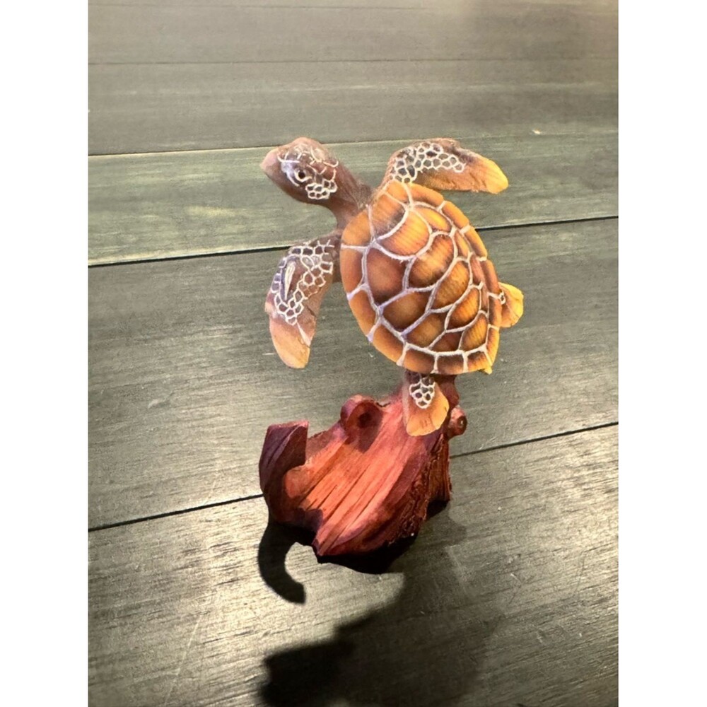 Wood Look Resin Loggerhead Sea Turtle Figurine